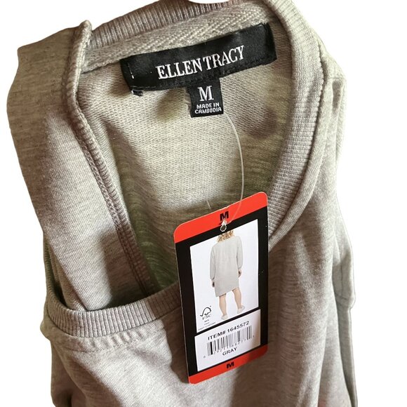 NWT Ellen Tracy Gray Long Sleeve Tunic Sweatshirt Dress Medium Women's - Picture 4 of 5